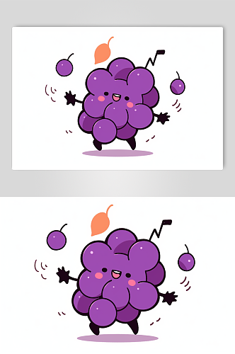 AI数字艺术拟人卡通葡萄水果插画
