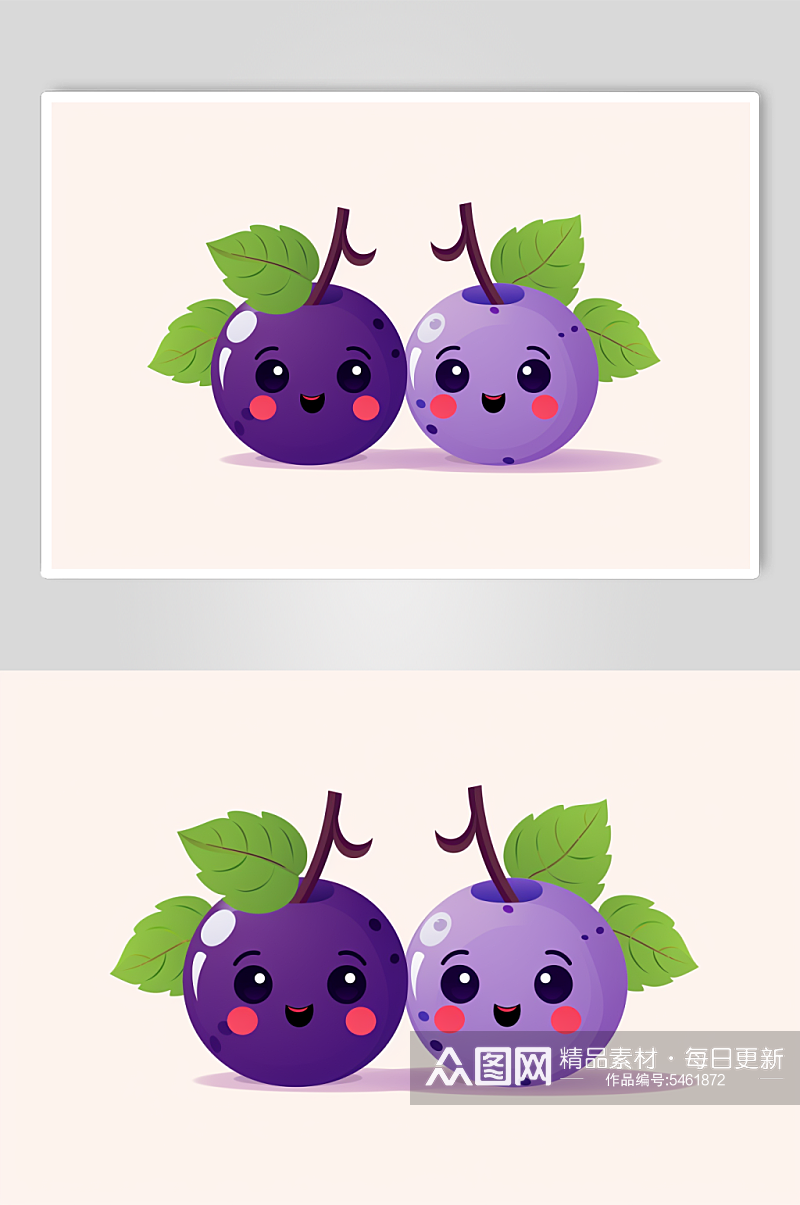 AI数字艺术拟人卡通葡萄水果插画素材