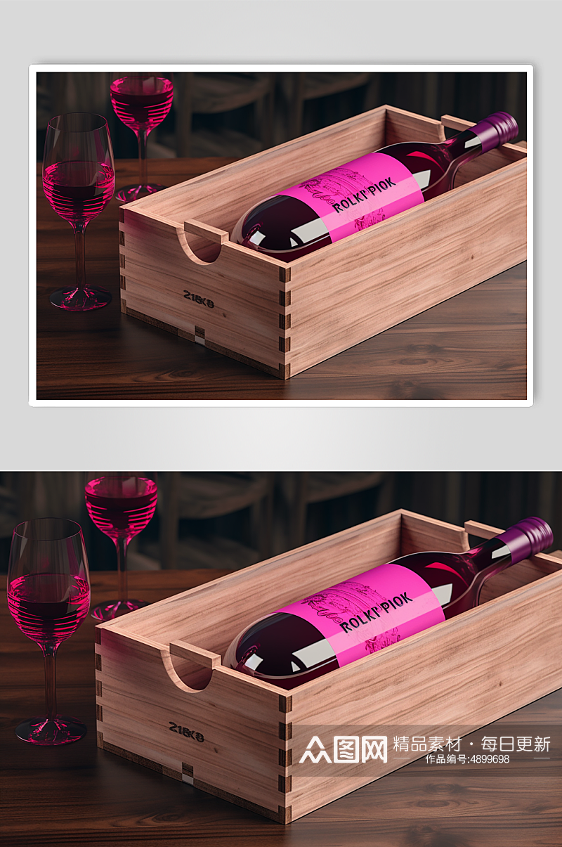 AI数字艺术葡萄酒红酒酒瓶包装样机模型素材