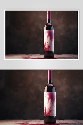AI数字艺术葡萄酒红酒酒瓶包装样机模型