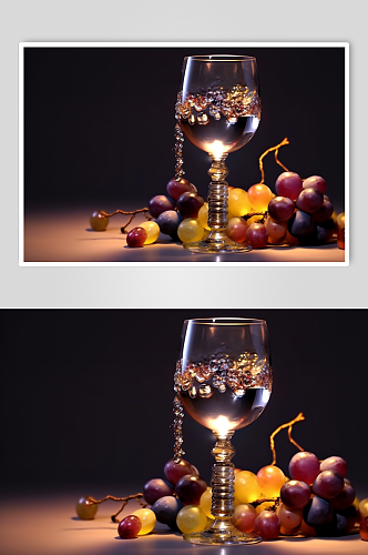 AI数字艺术创意葡萄水果果汁图片