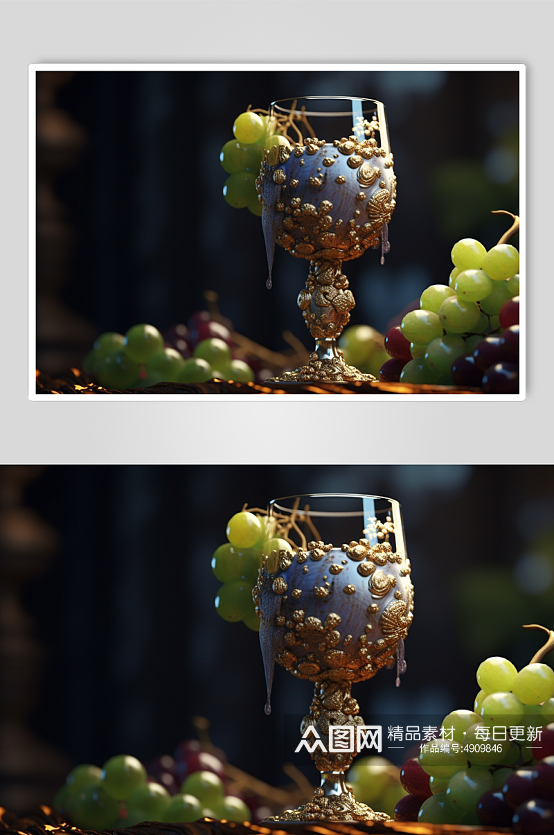 AI数字艺术原创葡萄水果果汁图片素材
