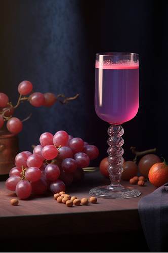 AI数字艺术新鲜葡萄水果果汁图片