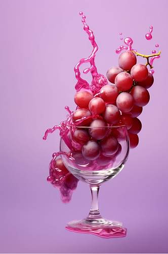 AI数字艺术新鲜葡萄水果果汁图片