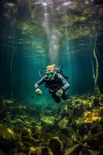 AI数字艺术清晰潜水人物摄影图片