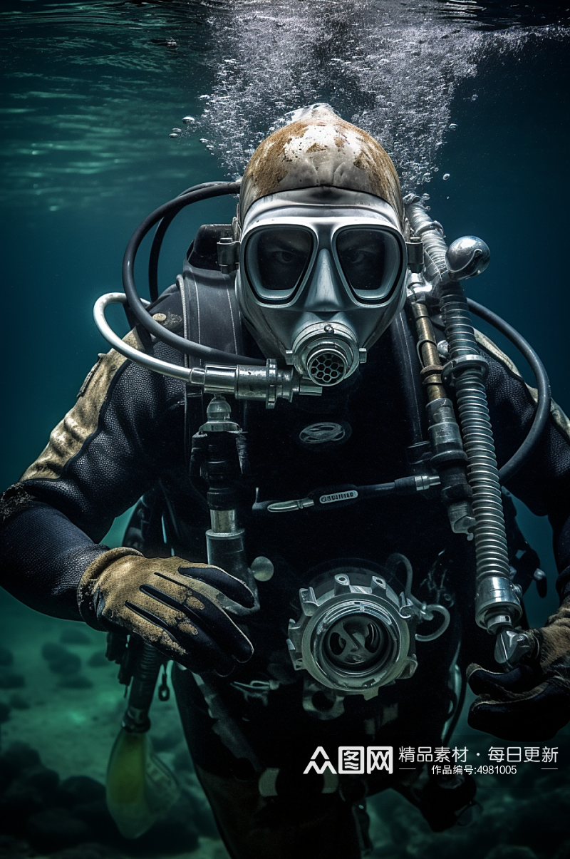 AI数字艺术清晰潜水人物摄影图片素材