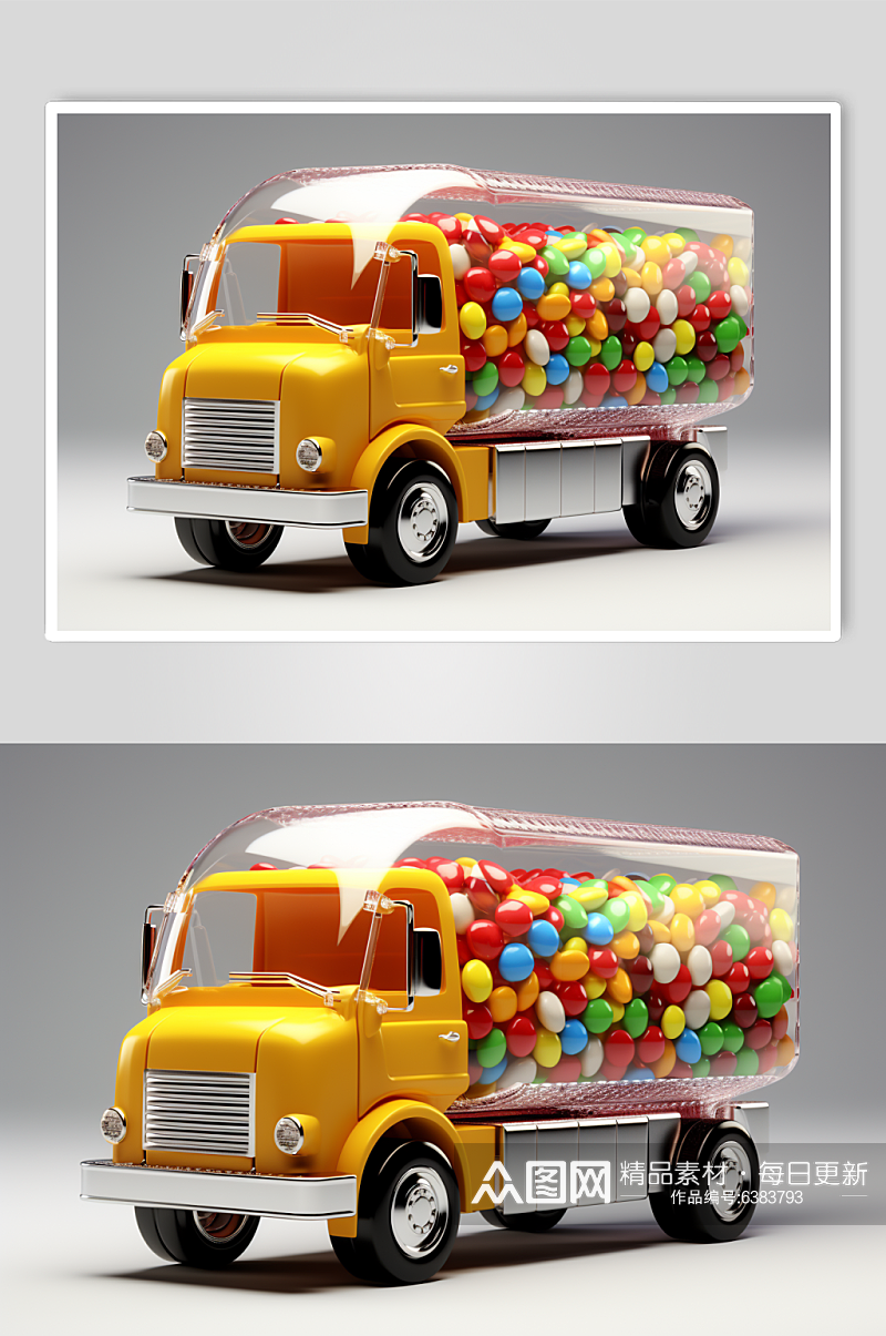 AI数字艺术巧克力M豆卡车模型素材