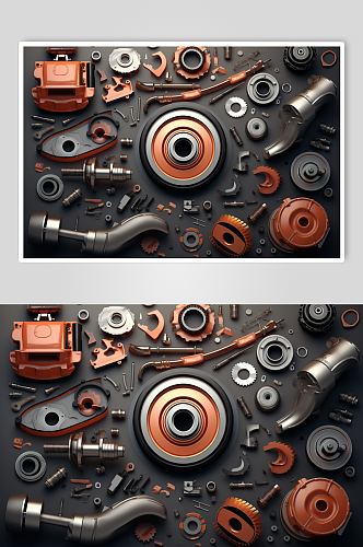 AI数字艺术汽车零件模型