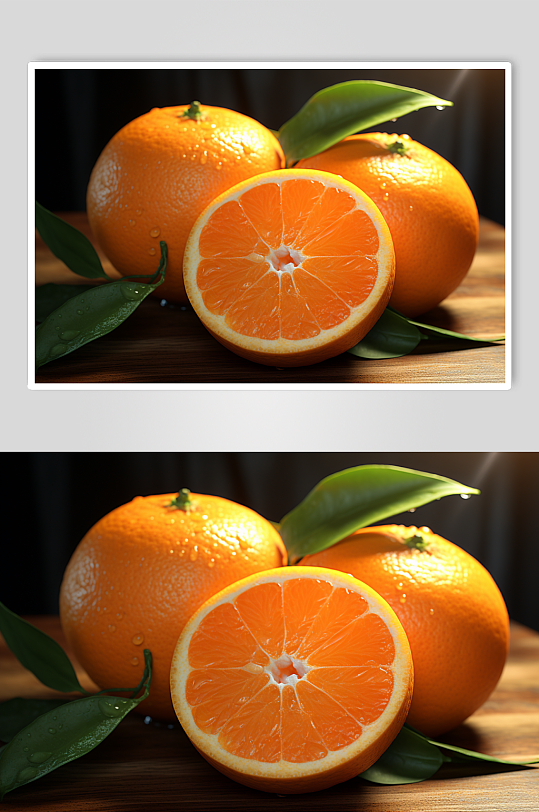 AI数字艺术脐橙橙子水果摄影图