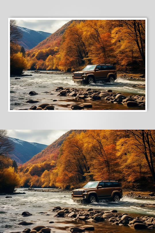 AI数字艺术原创秋季氛围汽车摄影图片