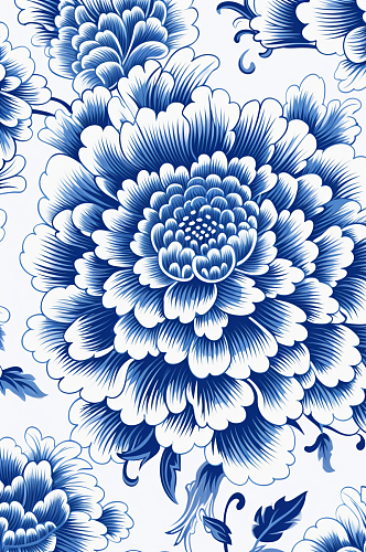 AI数字艺术青花瓷底纹纹样图案背景图