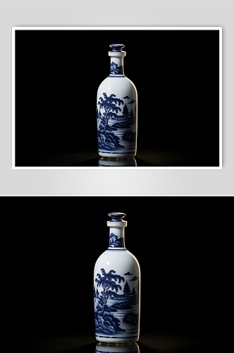 AI数字艺术中国古董青花瓷摄影图