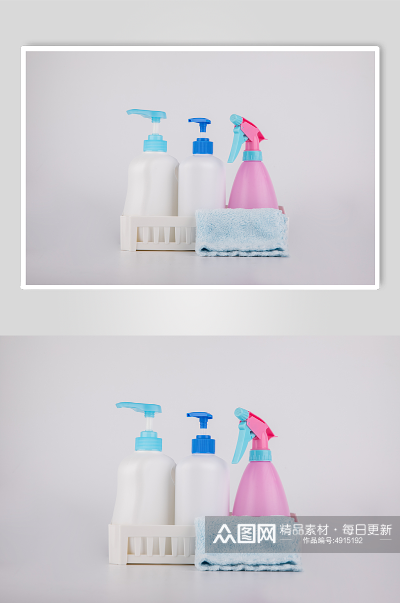 喷壶清洁剂毛巾清洁用品摄影图片素材