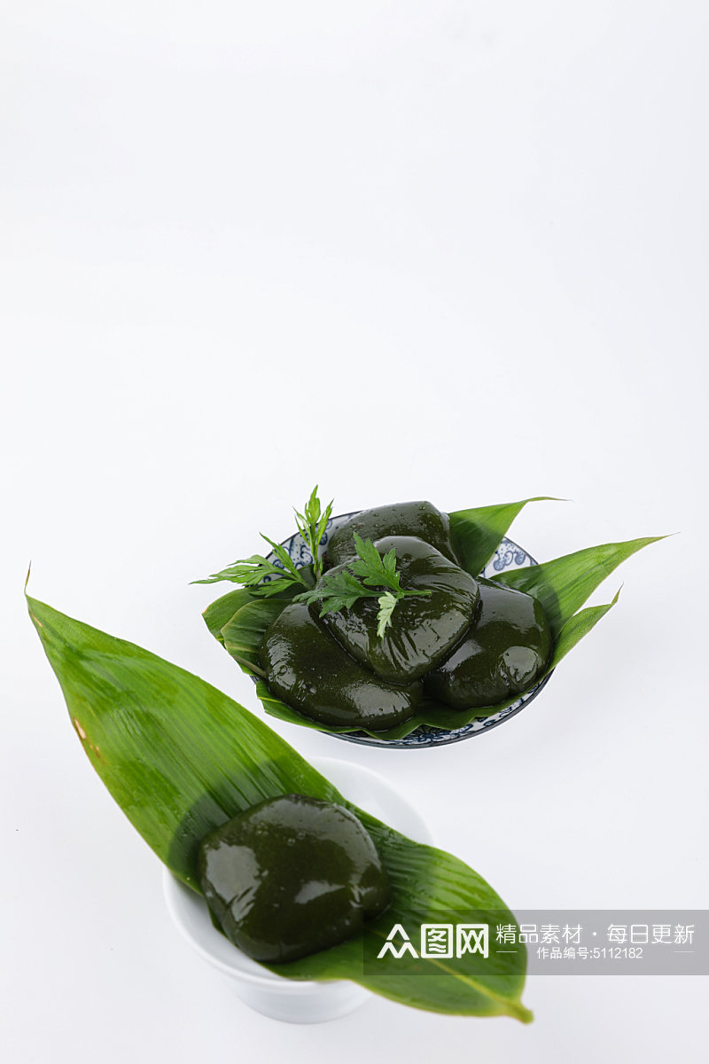 美味绿色艾叶粑清明节摄影图片素材