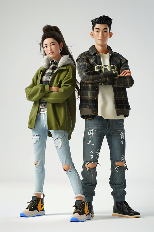 AI数字艺术五四青年节年轻人模型-众图网