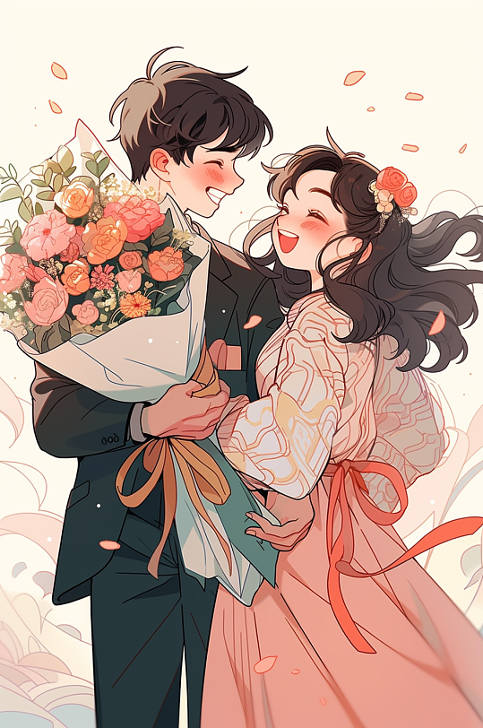 AI数字艺术情人节浪漫告白插画-众图网