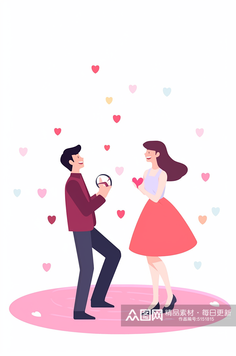 AI数字艺术情人节浪漫告白插画素材