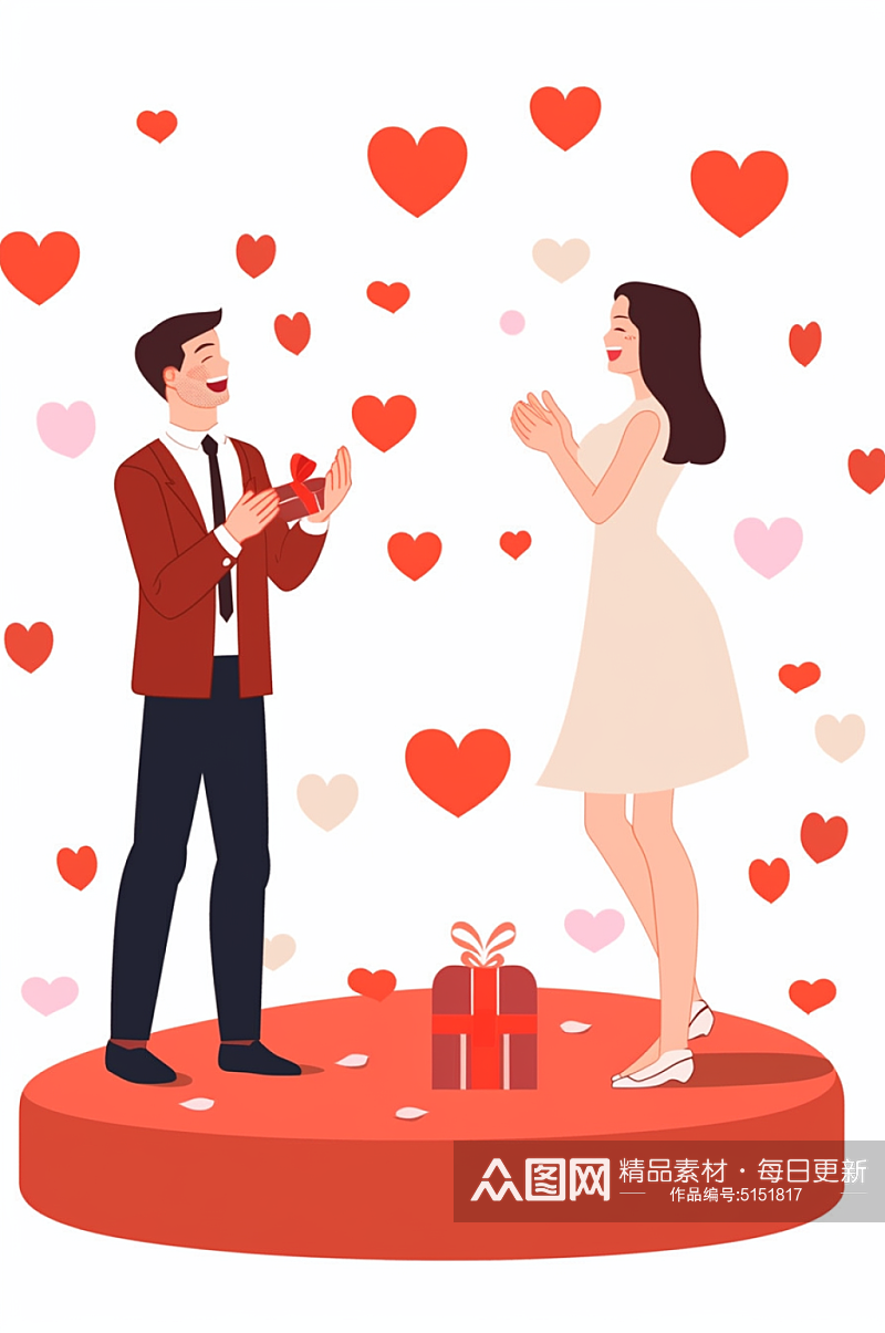AI数字艺术情人节浪漫告白插画素材