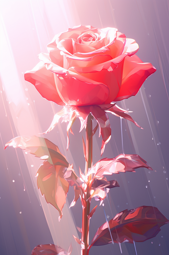 AI数字艺术情人节玫瑰花卉花朵植物插画