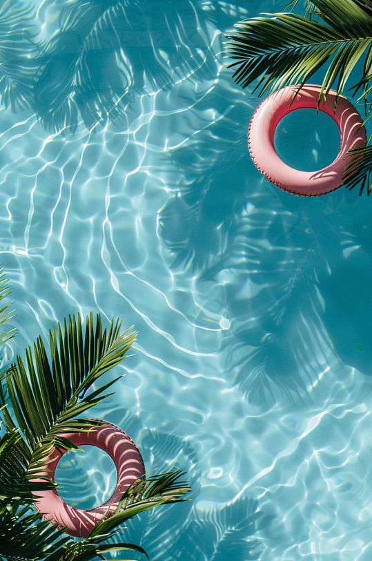 AI数字艺术夏季清爽水面泳池俯拍背景图-众图网