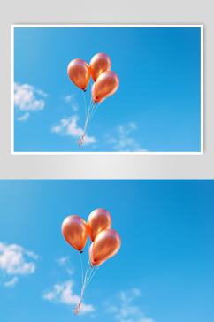 AI数字艺术蓝天漂浮气球摄影图