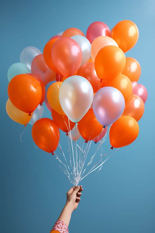 AI数字艺术蓝天多彩的气球摄影图片