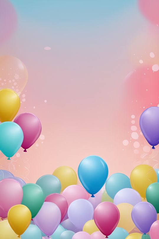 AI数字艺术可爱彩色派对气球背景图