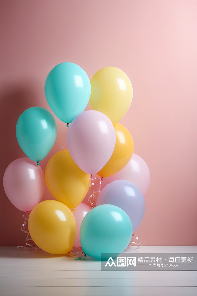 AI数字艺术可爱彩色派对气球背景图素材