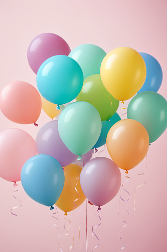 AI数字艺术可爱彩色派对气球背景图