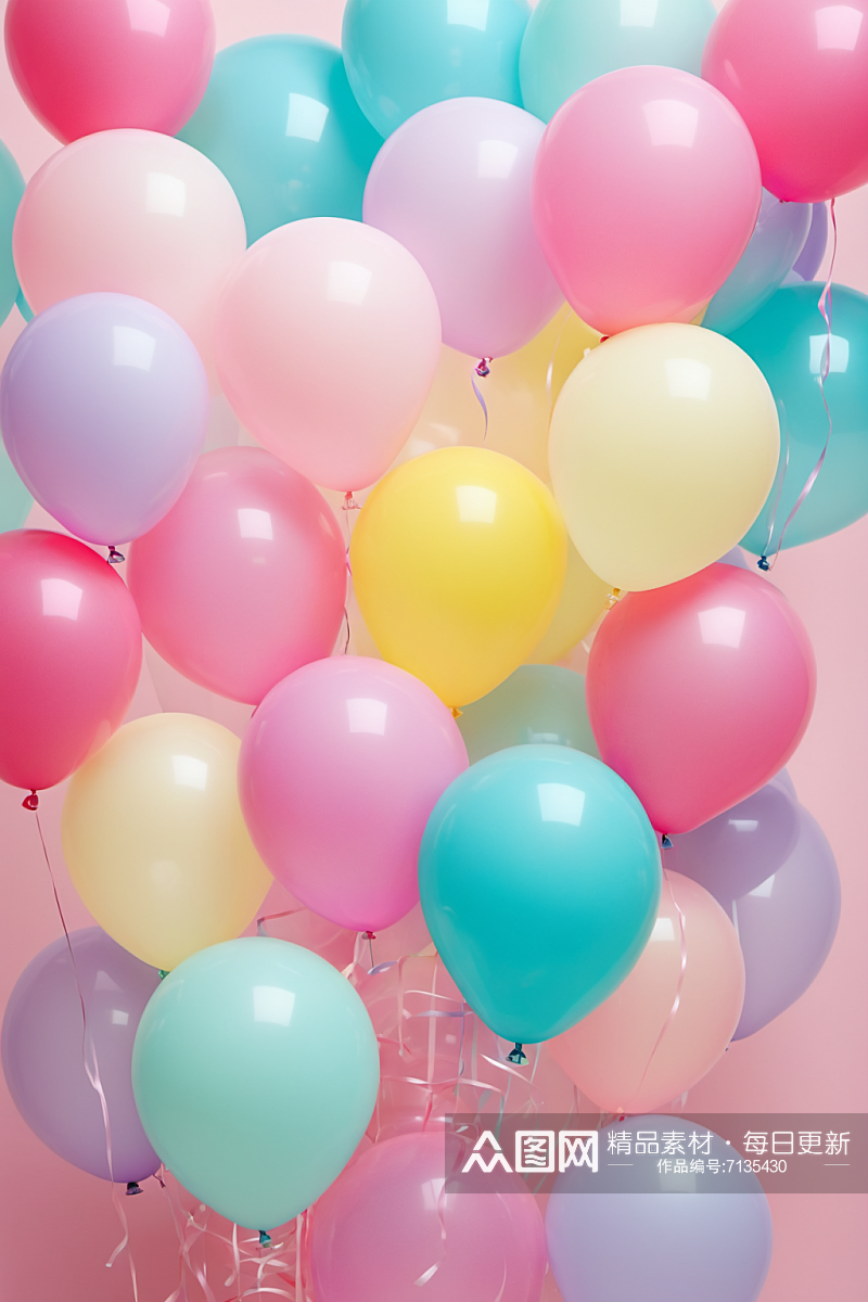 AI数字艺术可爱彩色派对气球背景板图片素材