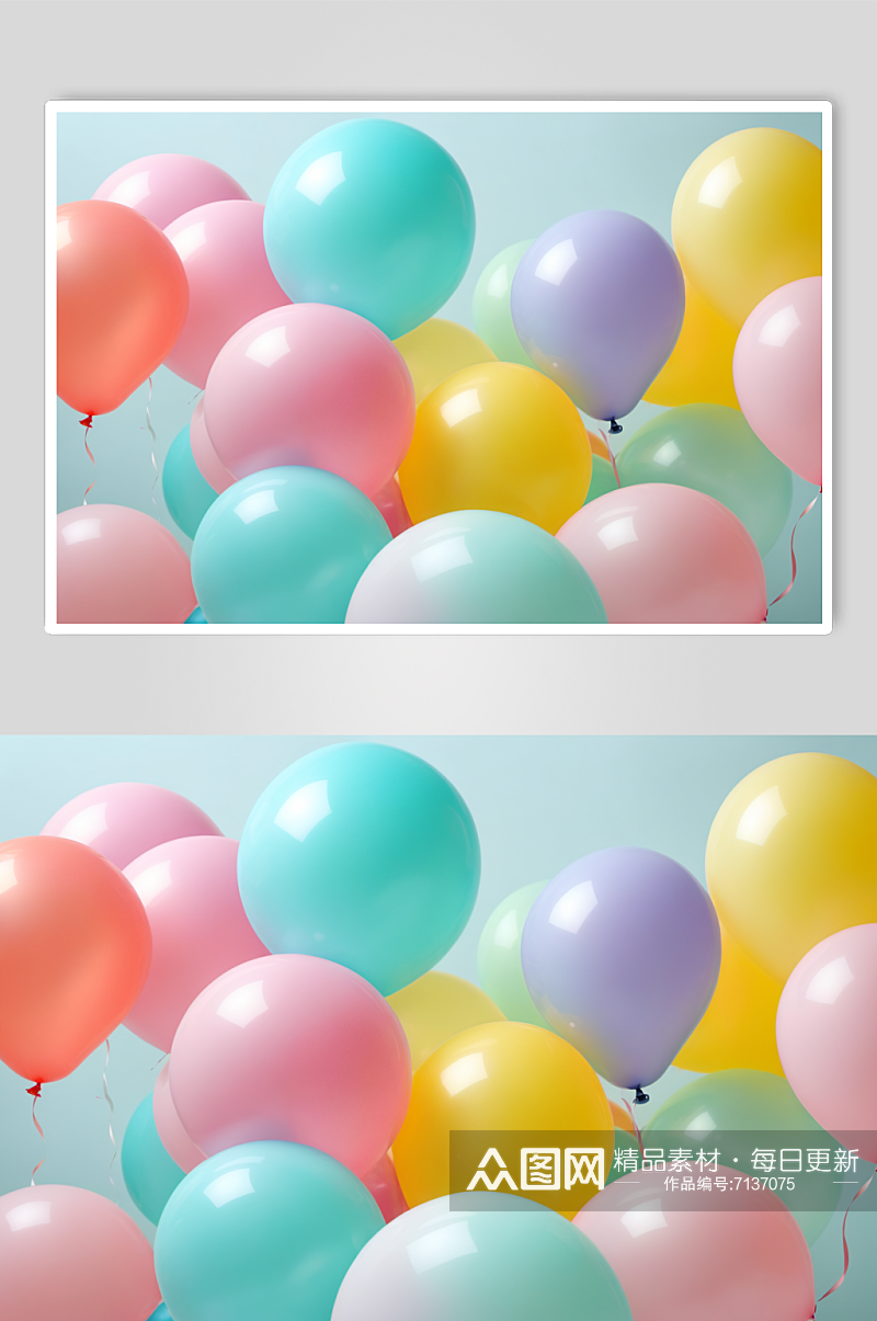 AI数字艺术甜美可爱风艺术写真气球背景素材