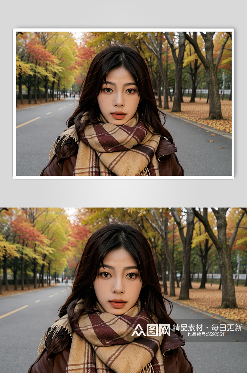 AI数字艺术秋季女性人物摄影图素材