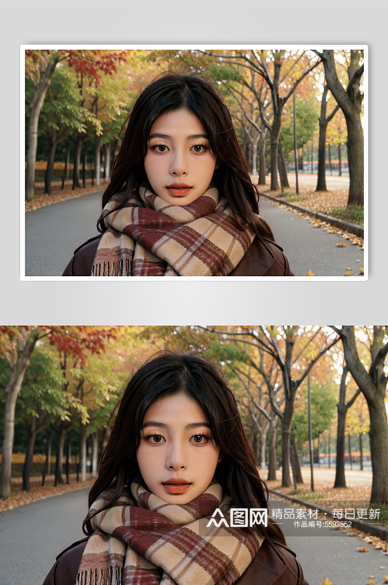 AI数字艺术秋季女性人物摄影图素材