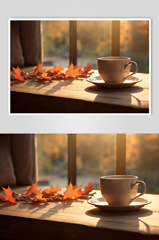 AI数字艺术秋季文艺喝茶下午茶氛围摄影图