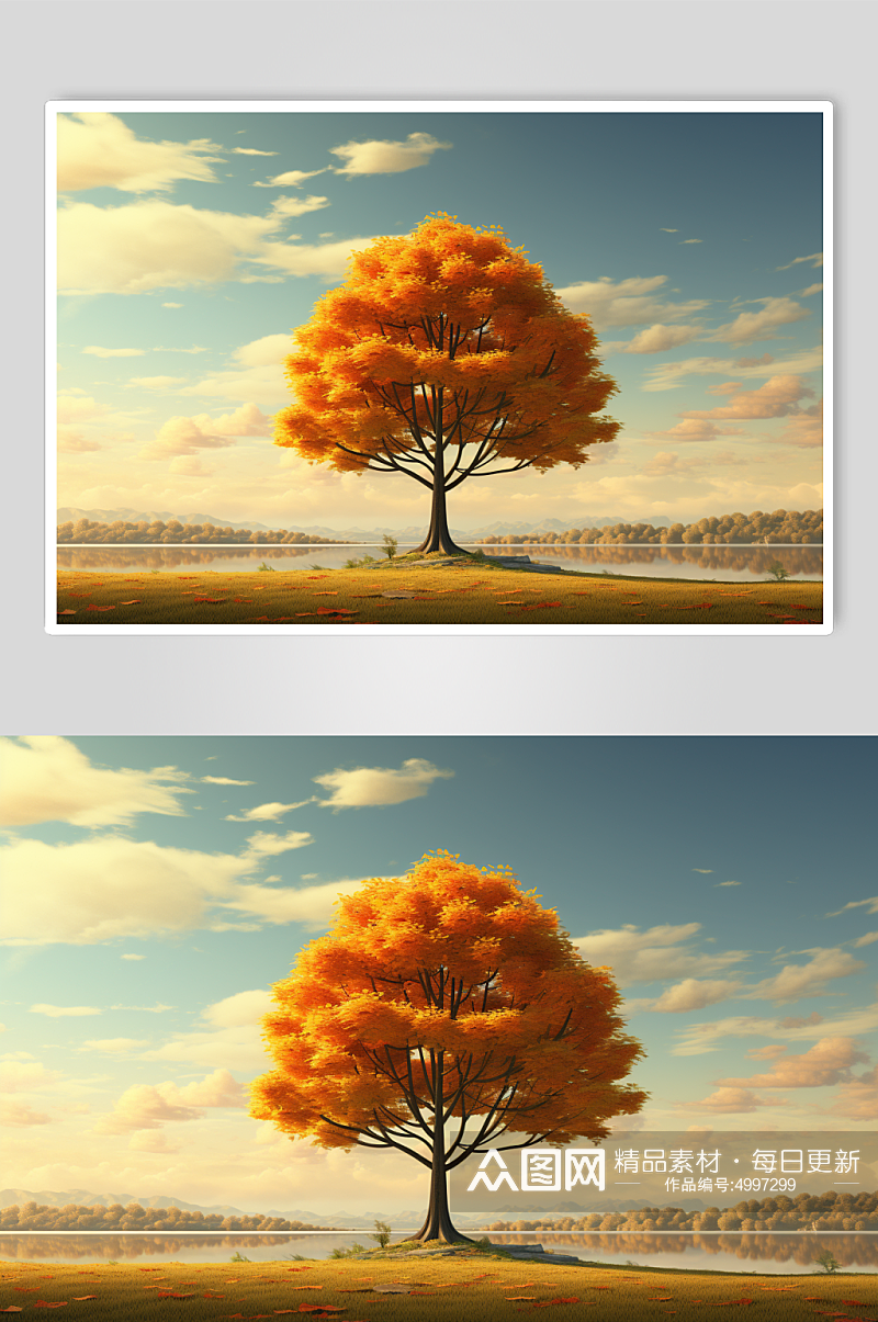 AI数字艺术枫树秋天秋季自然风景摄影图片素材