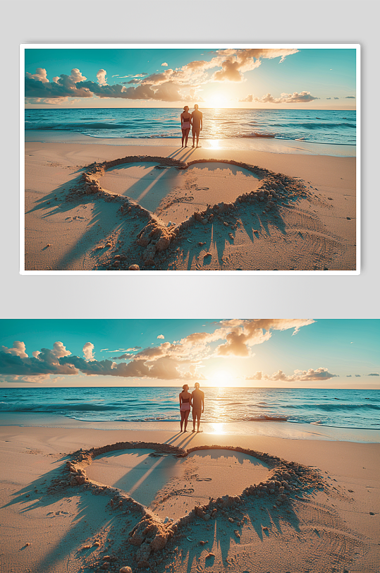 AI数字艺术七夕情人节创意爱心场景背景图-众图网