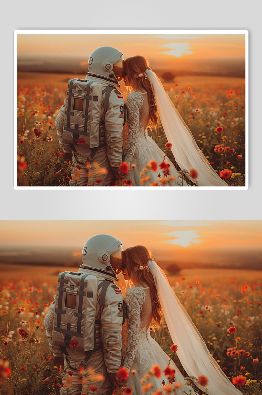 AI数字艺术七夕情人节宇航员情侣图片摄影图-众图网