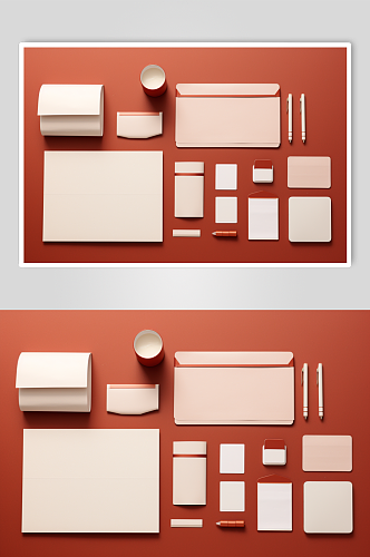 AI数字艺术红色信封企业VI样机模型