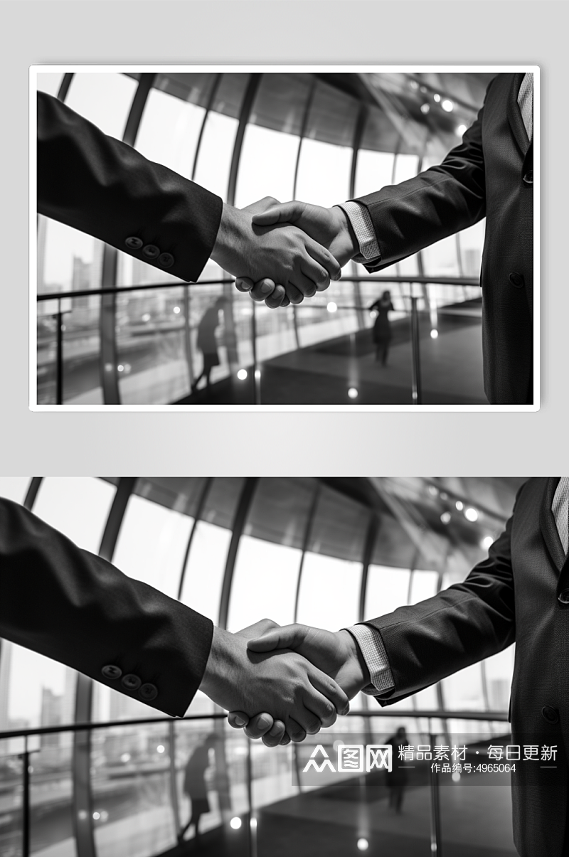 AI数字艺术握手企业精神人物剪影摄影图片素材