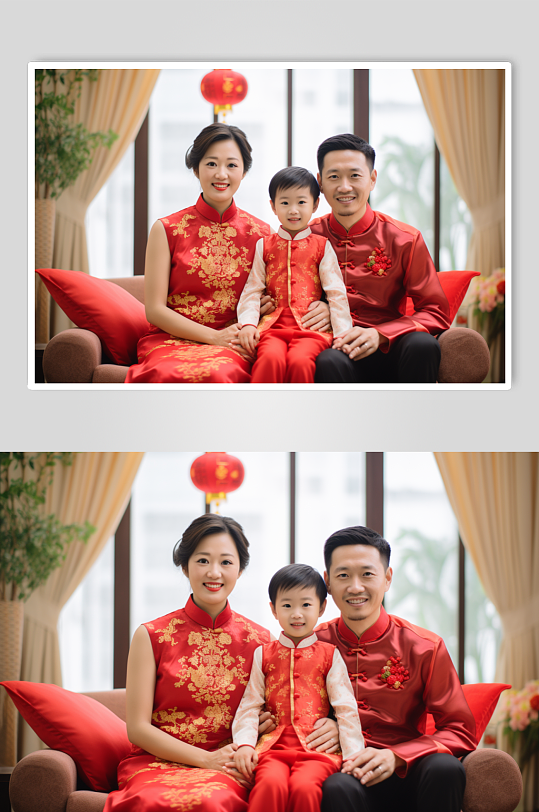 AI数字艺术新年春节全家福人物摄影图-众图网