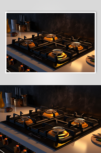 AI数字艺术燃气灶厨房家用电器摄影图片