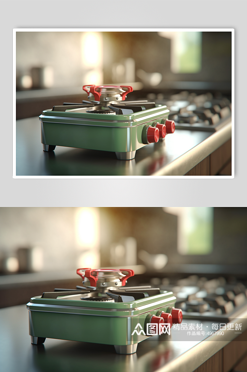 AI数字艺术燃气灶厨房家用电器摄影图片素材