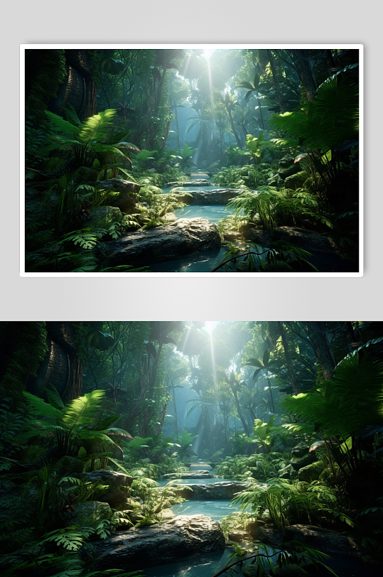 AI数字艺术清新热带雨林探险旅游摄影图片-众图网