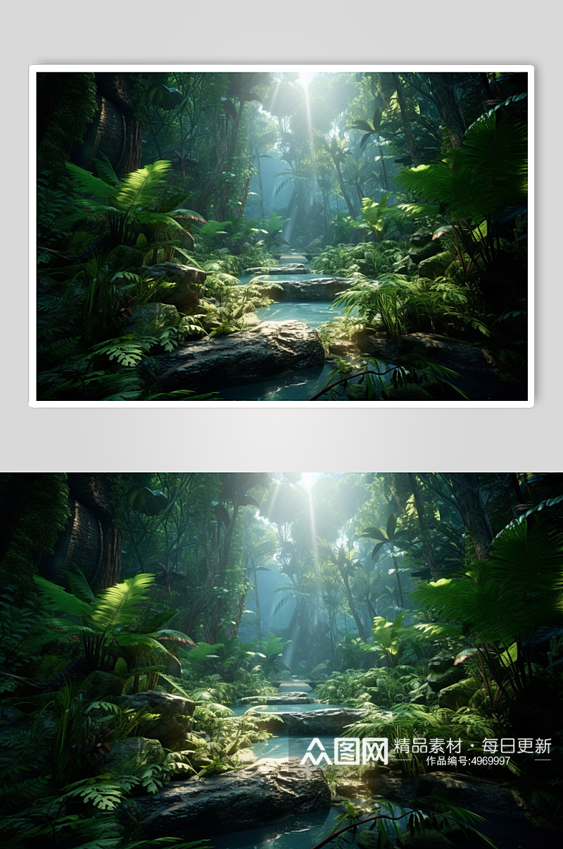 AI数字艺术清新热带雨林探险旅游摄影图片素材