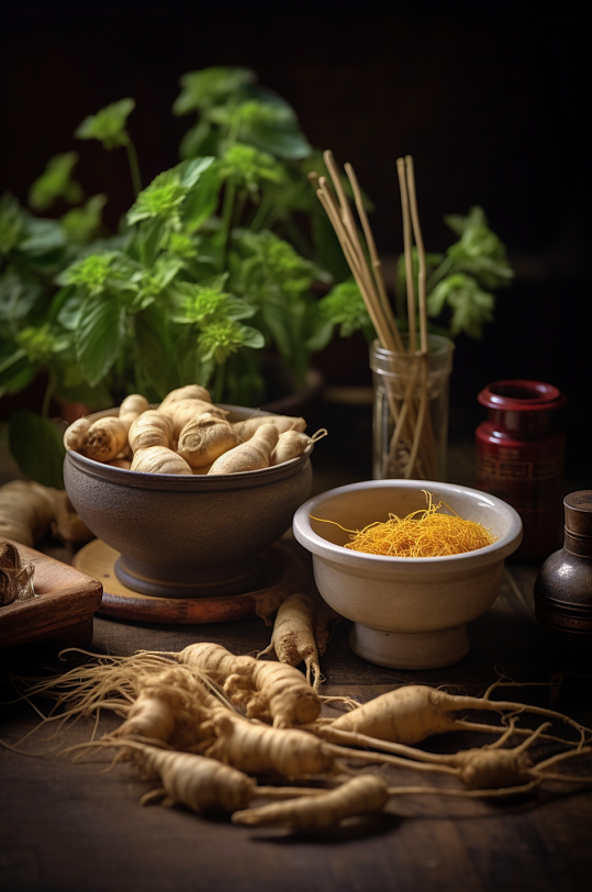 AI数字艺术人参滋补补品中药药材摄影图片-众图网