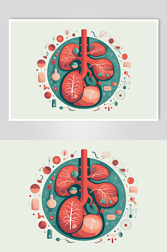 AI数字艺术卡通人体器官结构医疗医学插画
