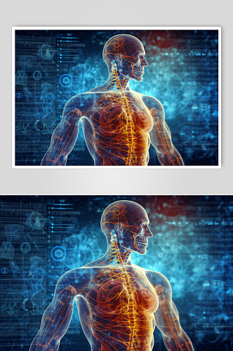 AI数字艺术卡通人体器官结构医疗医学插画