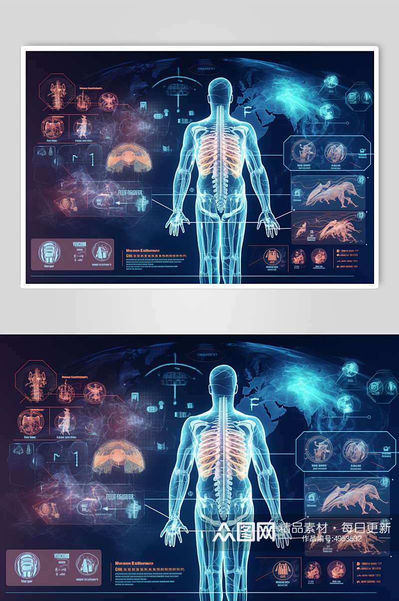 AI数字艺术卡通人体器官结构医疗医学插画素材