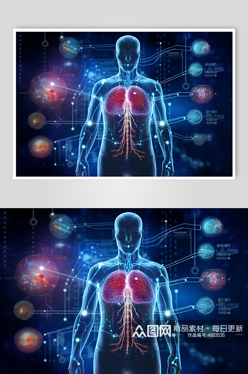 AI数字艺术卡通人体器官结构医疗医学插画素材