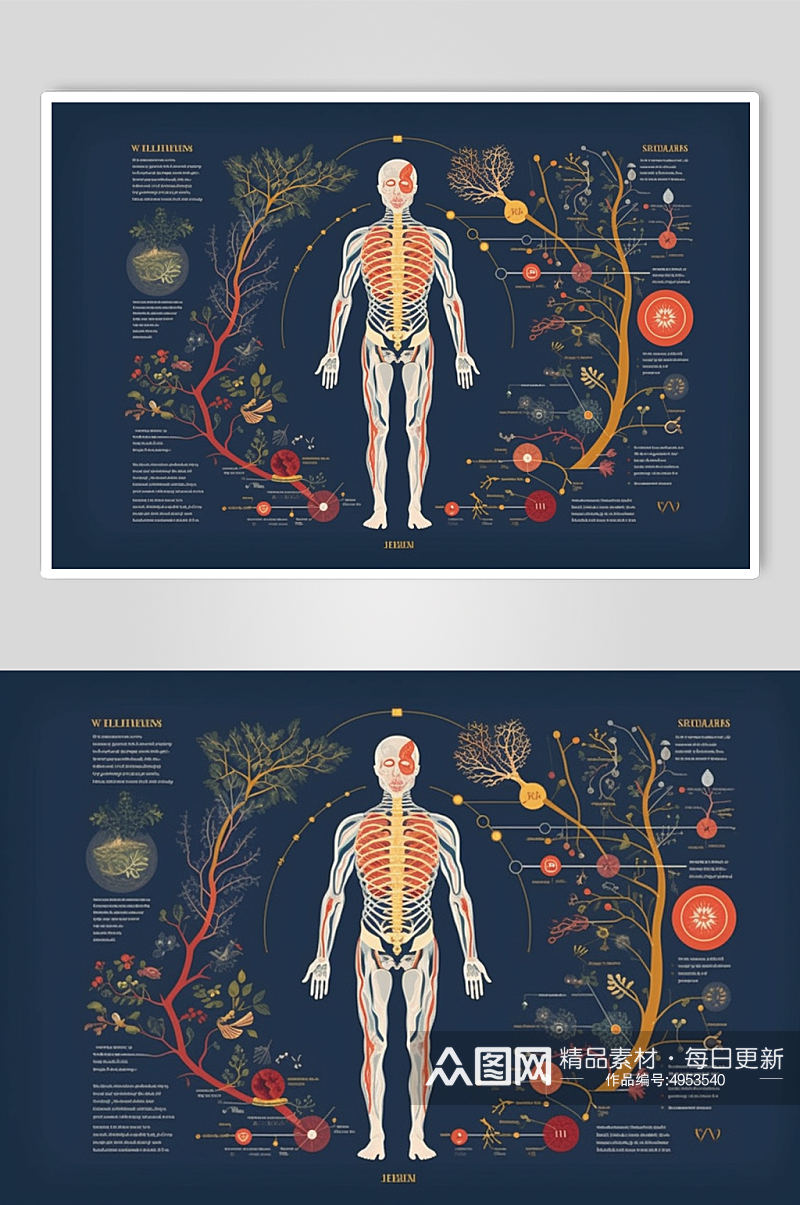AI数字艺术卡通人体器官结构医疗医学插画素材